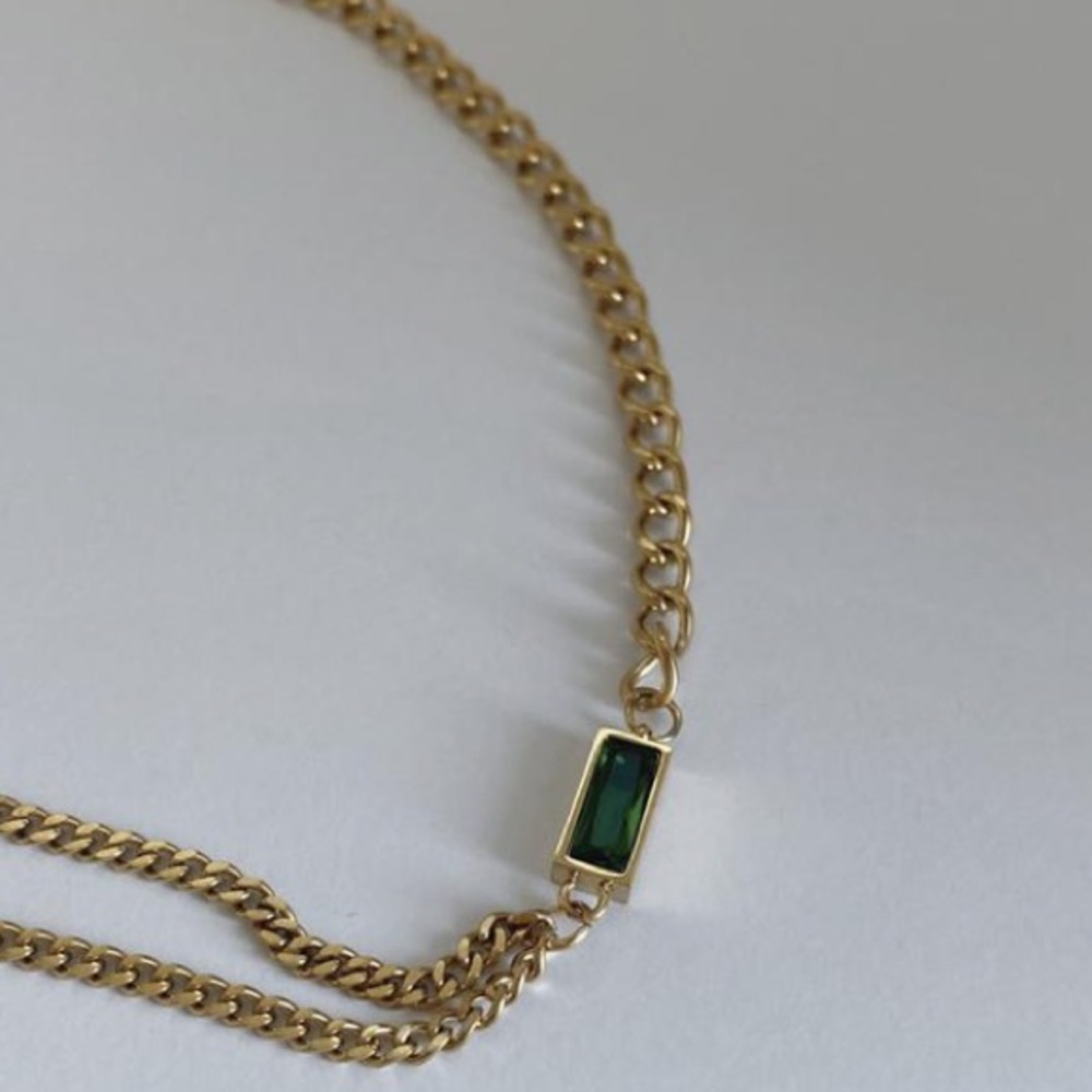 Green Stone Link necklace - Picture 3 of 4